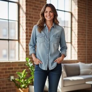 American Eagle Outfitters Light Blue Button Down Shirt